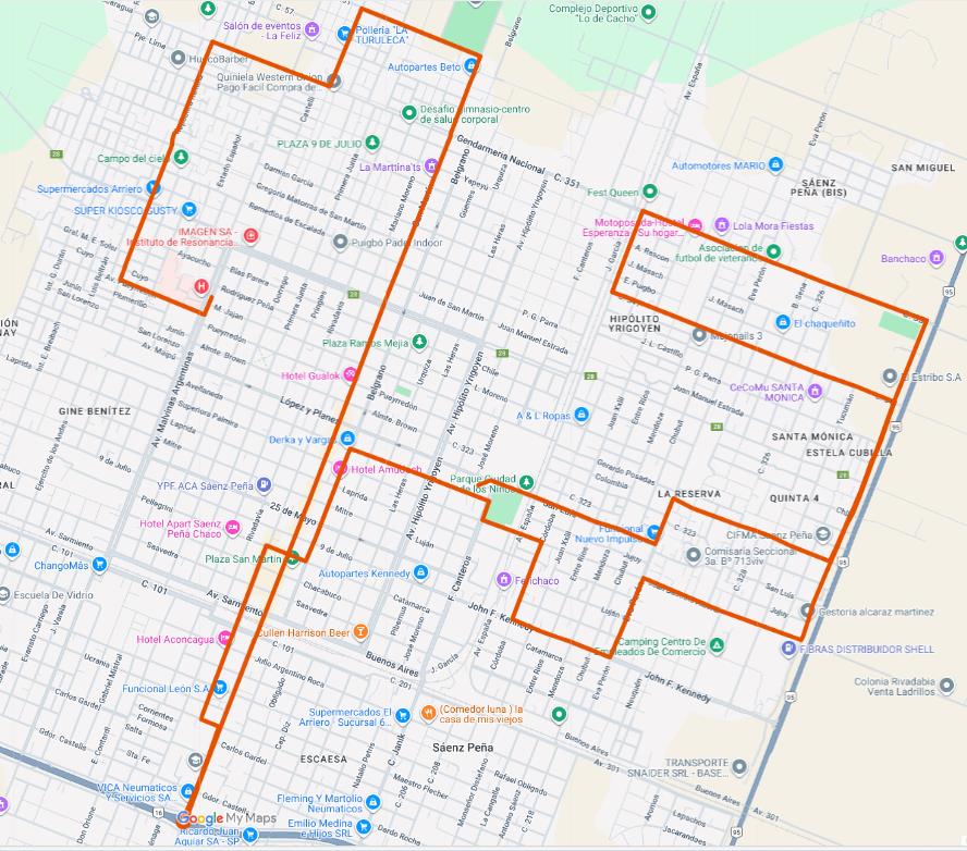 Mapa Ramal A - Ida