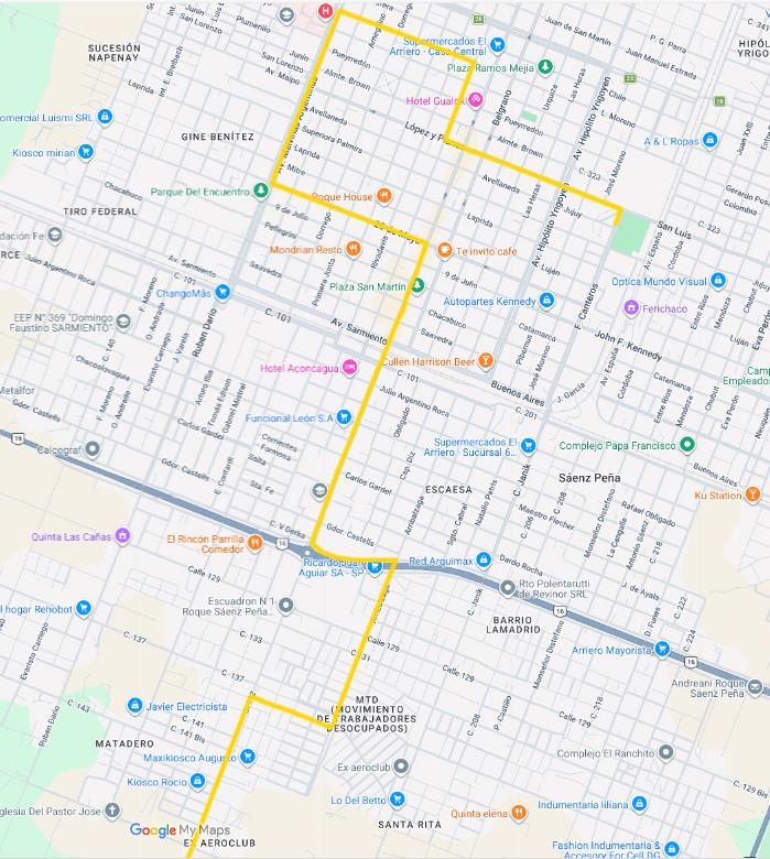 Mapa Ramal C - Vuelta